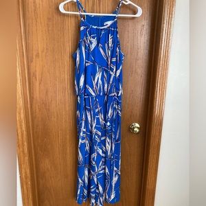 Blue, crop length jumpsuit